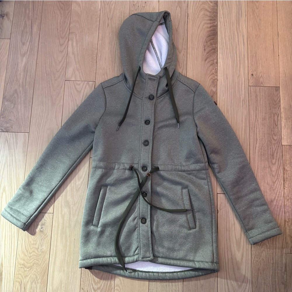Roxy Light Olive Green Jacket With Drawstring Wai… - image 1